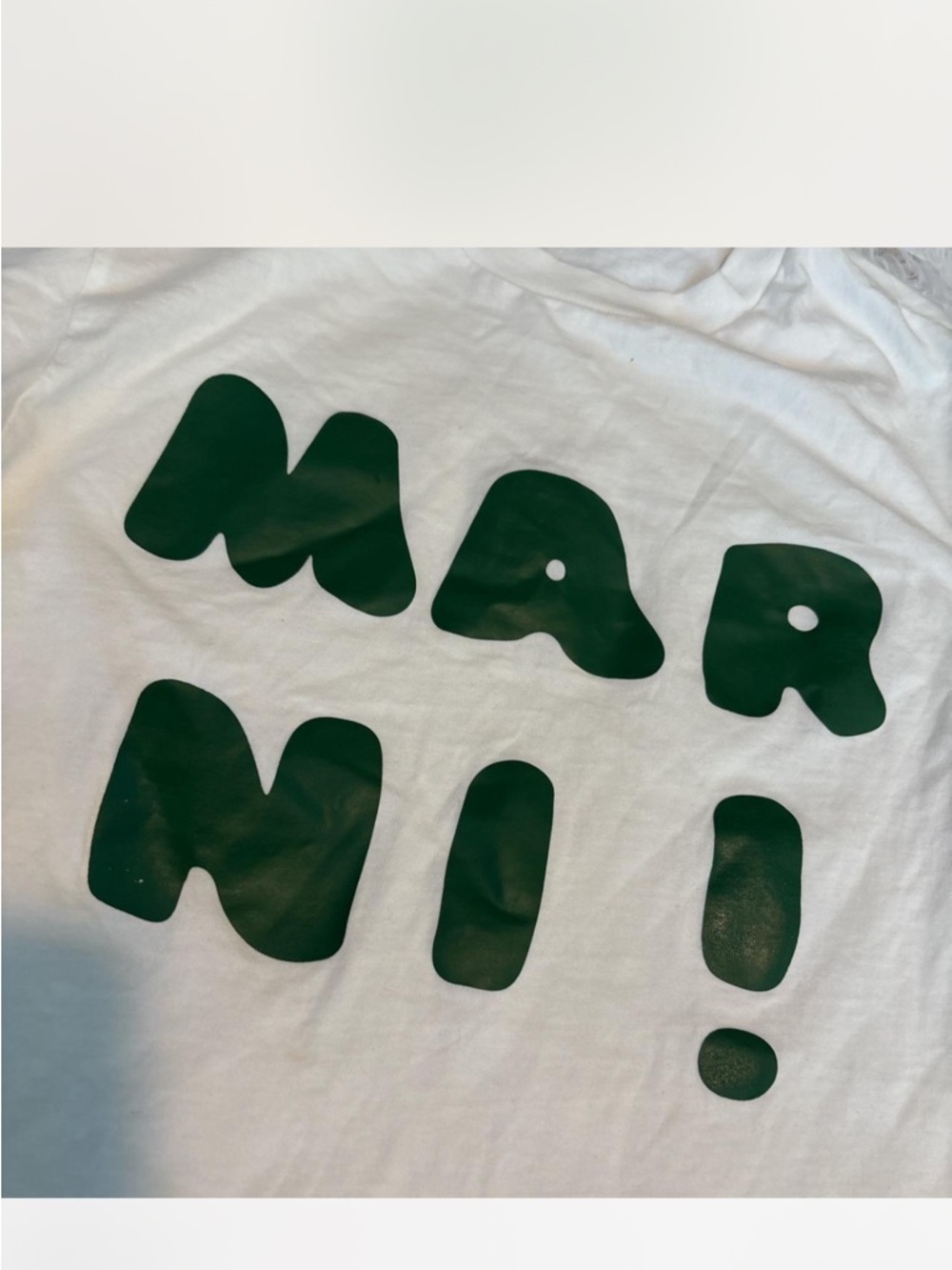 Marni White Tee with Dark Green Logo Print